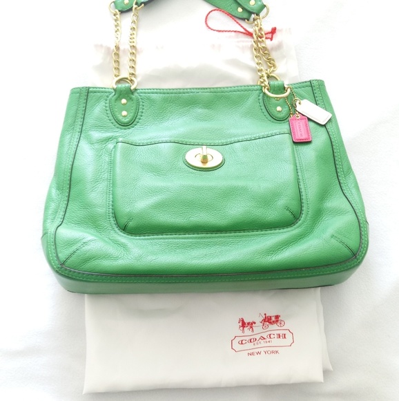 Rare Vintage Kelly Green Pebbled Leather Satchel - Picture 6 of 8